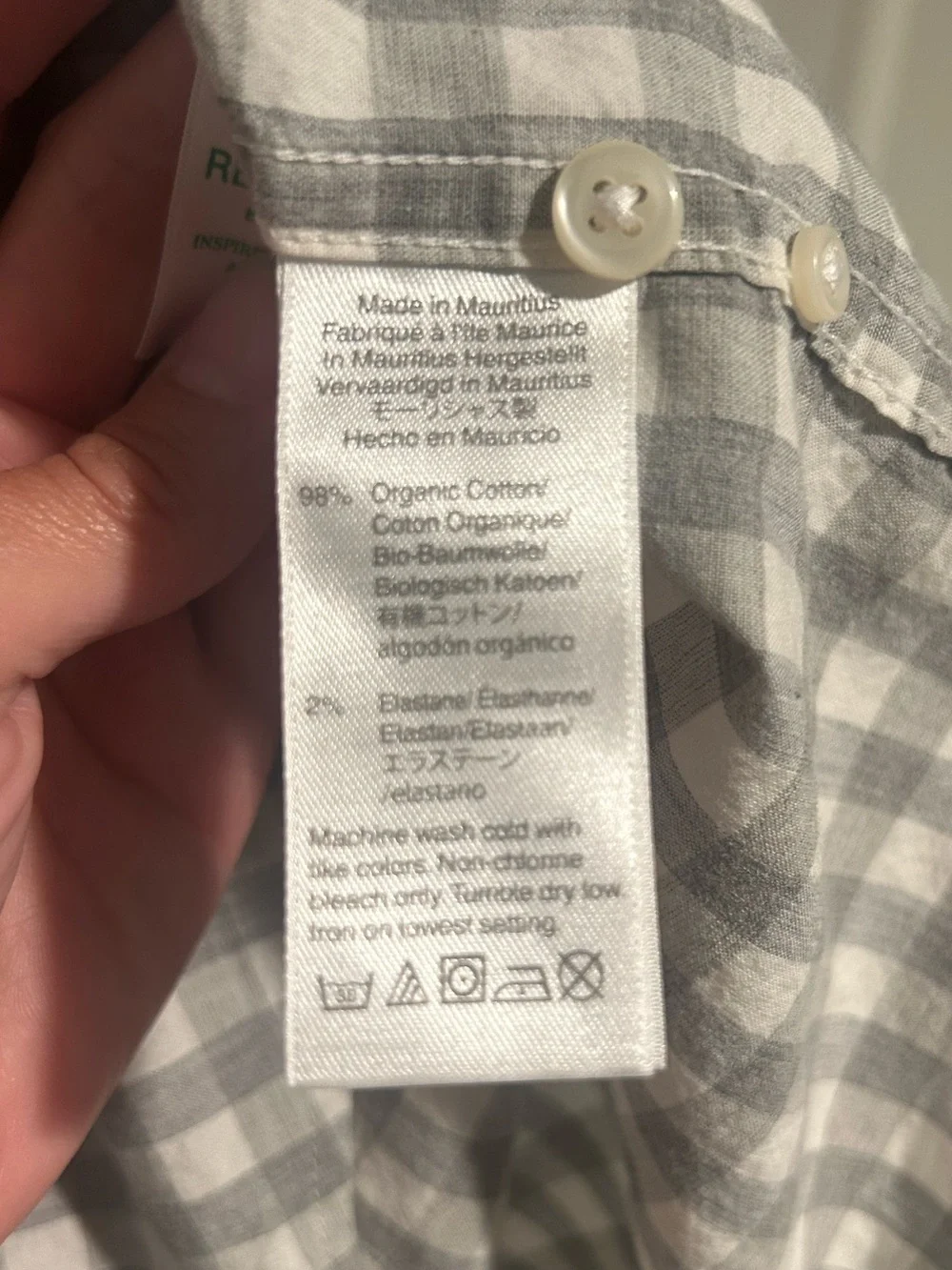 J. Crew Men’s Gray and White Gingham Button-Down Shirt